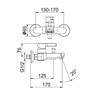 Смеситель для ванны DoReMi DR850102345 никель Webert