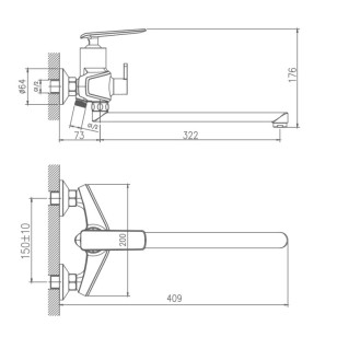 Смеситель для ванны HB22548-8 белый Haiba