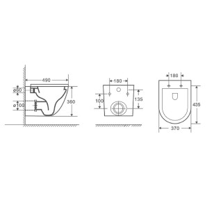 Унитаз подвесной безободковый Matrix DT1396025 черный DK