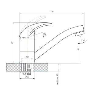 Смеситель для кухни stONIX 1104 хром Сантаком