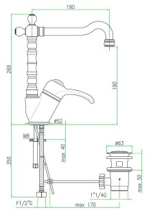 Смеситель для раковины Aurora AU831702010 золото Webert