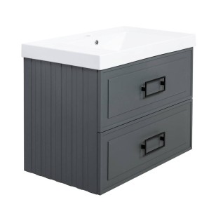 Тумба под раковину подвесная Cubo Twin FNC-01-CUB-G-80-2 серо-зеленая La Fenice