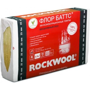 Звукоизоляционные плиты ROCKWOOL Флор Баттс 1000х600х25 мм 4.8 кв.м