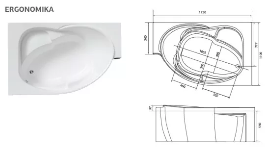 Ванна Marka One Ergonomika 158-176x111 01эрг17511п