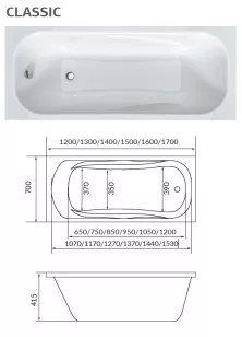 Ванна 1MarKa Classic 140x70 01кл1470 А