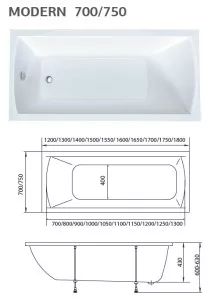 Ванна Marka One Modern 180x75 01мод1875