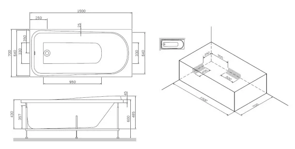 Каркас для ванны Am.Pm Like 150x7x60 W80A-150-070W-R