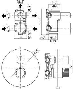 Смеситель Paffoni Jo 20x20 JO019CR