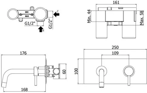 Смеситель Paffoni Light 25x17.6x10 LIG101ROSE/M