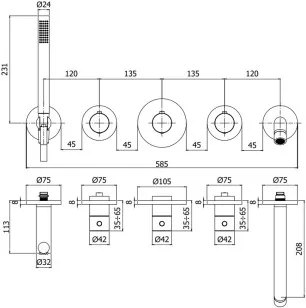 Смеситель Paffoni Modular Bo 58.5x22.3 MDE001ST