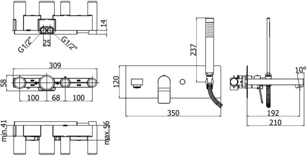 Смеситель Paffoni Tilt 35x21 TI001NO