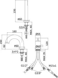 Смеситель Paffoni Light 6x23.5 LIG047NO
