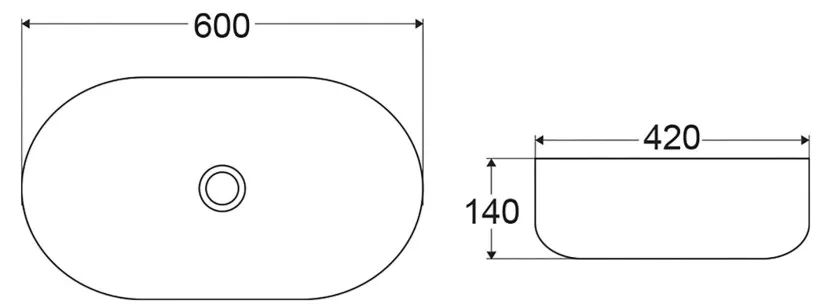 Накладная раковина BelBagno 42x60x14 BB1084-H316