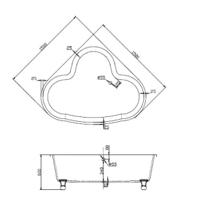 Акриловая ванна BelBagno 155x155x60 BB07