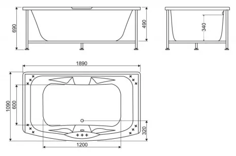 Акриловая ванна BelBagno 189x109x49 BB105-190-110
