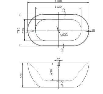 Акриловая ванна BelBagno 150x78x58 BB27