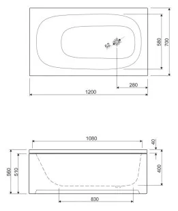 Акриловая ванна Cezares Eco 140x70x40 ECO-140-70-40