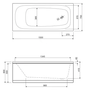 Акриловая ванна Cezares Eco 140x70x40 ECO-140-70-40