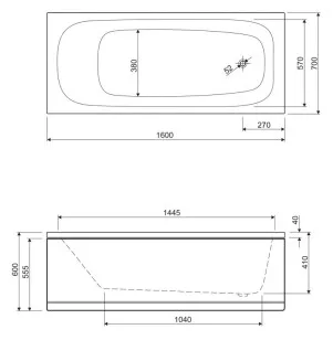 Акриловая ванна Cezares Eco 140x70x40 ECO-140-70-40