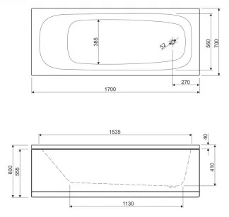 Акриловая ванна Cezares Eco 140x70x40 ECO-140-70-40