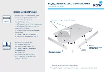 Душевой поддон RGW Stone Tray 90x100 14212910-01