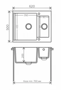 Мойка Brig-620 белый 50x20 Polygran Brig -620 белый хлопок №36