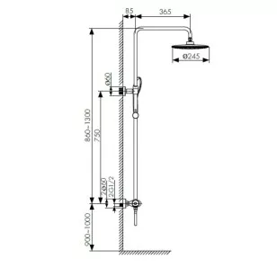 Душевая система Plane хром 47x17x99 Kaiser 07177