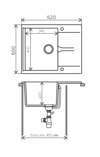 Мойка Gals-620 серый 50x20 Polygran Gals-620 № 14 серый