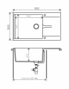 Мойка Gals-862 белый 50x20 Polygran GALS-862 №36 (Белый Хлопок)