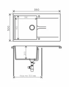 Мойка Gals-860 белый 50x20 Polygran Gals-860 № 26 белый