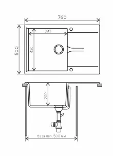 Мойка Gals-760 песочный 50x20 Polygran Gals-760 № 302 песочный
