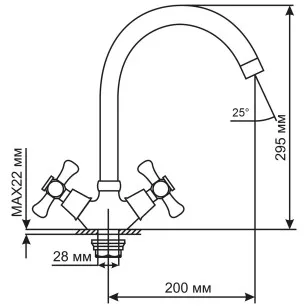 Смеситель для кухни ML10-032 хром 16x35x10 Mixline 529850