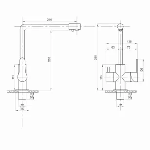 Смеситель для кухни MLSS-03 бронза 29x47x6.5 Mixline 543618