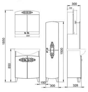 Тумба с раковиной Avelin 61x45x85 Ingenium Av 600.01