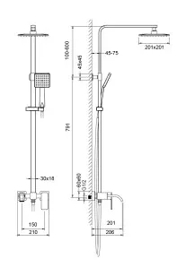Душевая система Selene черный 21x140 Timo SX-1013/03
