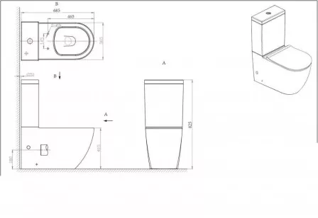 Напольный унитаз компакт Gina белый 36.5x41 Bravat CX01008UW-PA-ENG