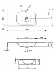 Раковина из литьевого мрамора консольная Cezares Titan 80x53 TITAN-800-LVB-SOSPESO