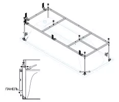 Металлический каркас для акриловой ванны Cezares 150x70 EMP-150-70-MF-R