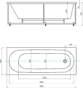 Ванна Акватек Оберон 80x180x61 OBR180-0000009