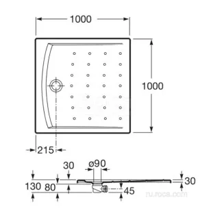 Душевой поддон Roca Hall 100x100x4 276077000