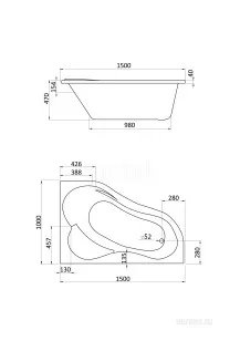 Ванна Santek Ibiza 150x100x47 1WH112034