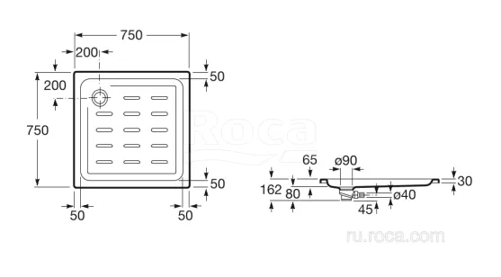 Душевой поддон Roca Easy 75x75x6.5 276079000