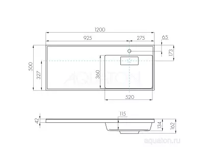 Раковина Акватон Лондри 50x120x16.2 1A72243KLH010