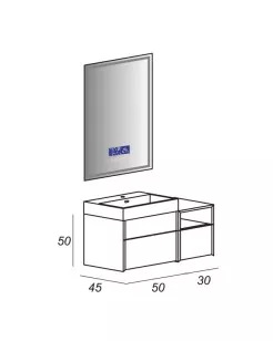 База под раковину Cezares Space 90x45x50 Frassino scuro 55028