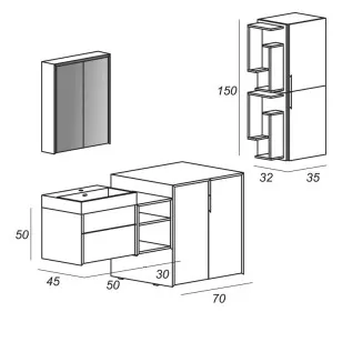 База под раковину Cezares Space 90x45x50 Frassino scuro 55028