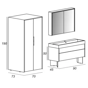 База под раковину Cezares Space 90x45x50 Frassino scuro 55028