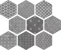 Керамогранит Ape Ceramica Soft Hexagon Kendo Mix Grey 23x26