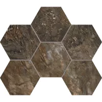 Мозаика Estima Bernini Dark Hexagon Brown полированная 25x28.5 BR04