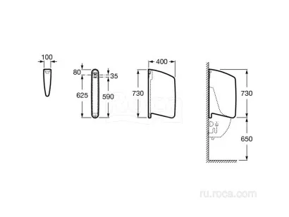 Перегородка для писсуара Roca Wing 40x10x73 387090000
