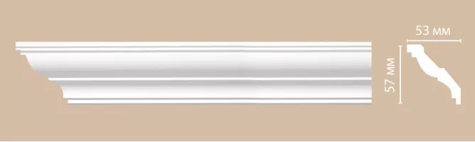 Плинтус потолочный гладкий Decomaster DP350 (57x53x2400 мм)
